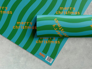 Blue & Green Merry Christmas Gift Wrap
